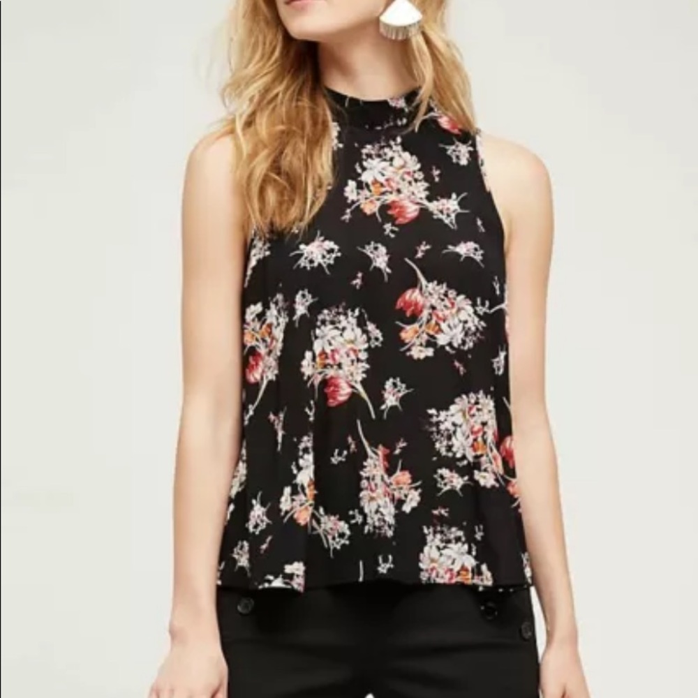 ANTHROPOLOGIE MAEVE Hidra floral print silk blouse swing tank Large